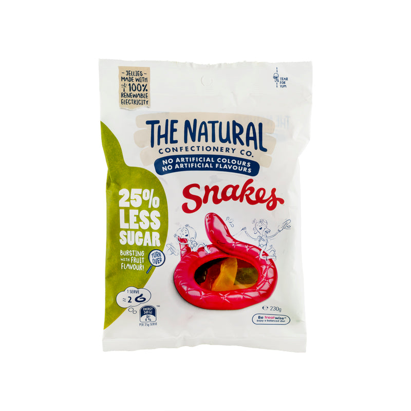 NATURAL CONFECTIONERY Jelly Confectionery - Snakes - Less Sugar  (230g)