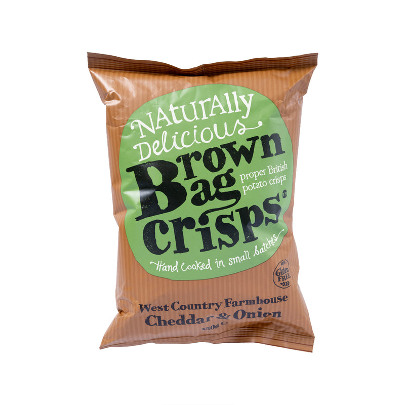 BROWN BAG CRISPS Cheddar & Onion Hand-Cooked Potato Crisps  (150g)