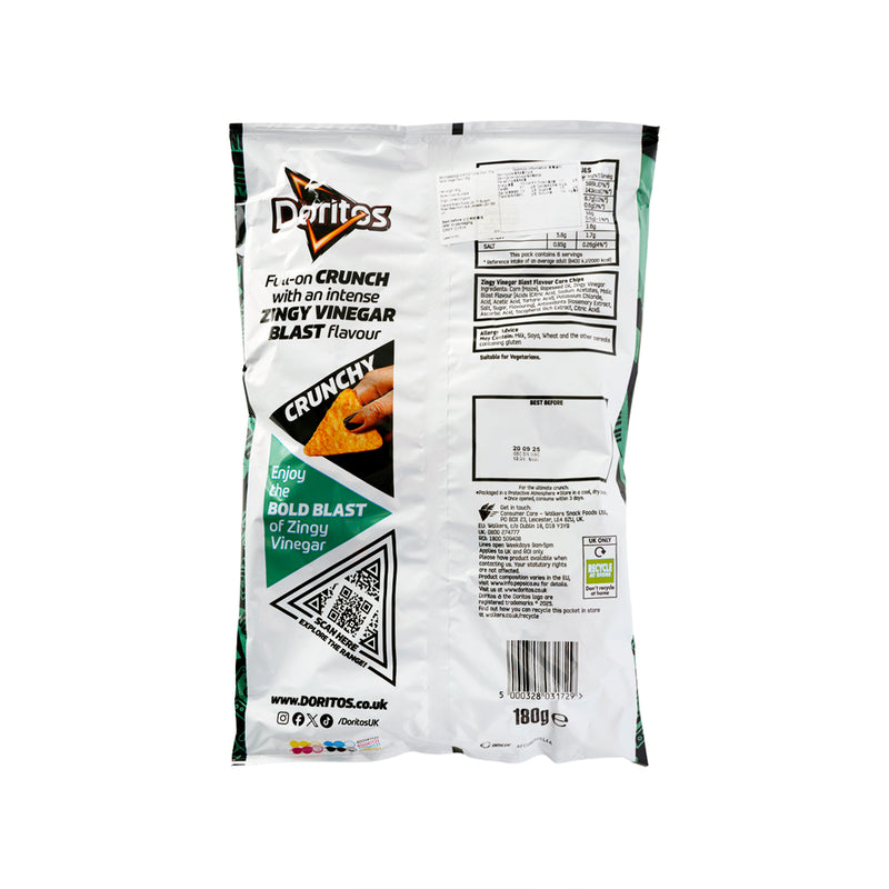 DORITOS Tortilla Chips - Zingy Salt & Vinegar Flavor  (180g)