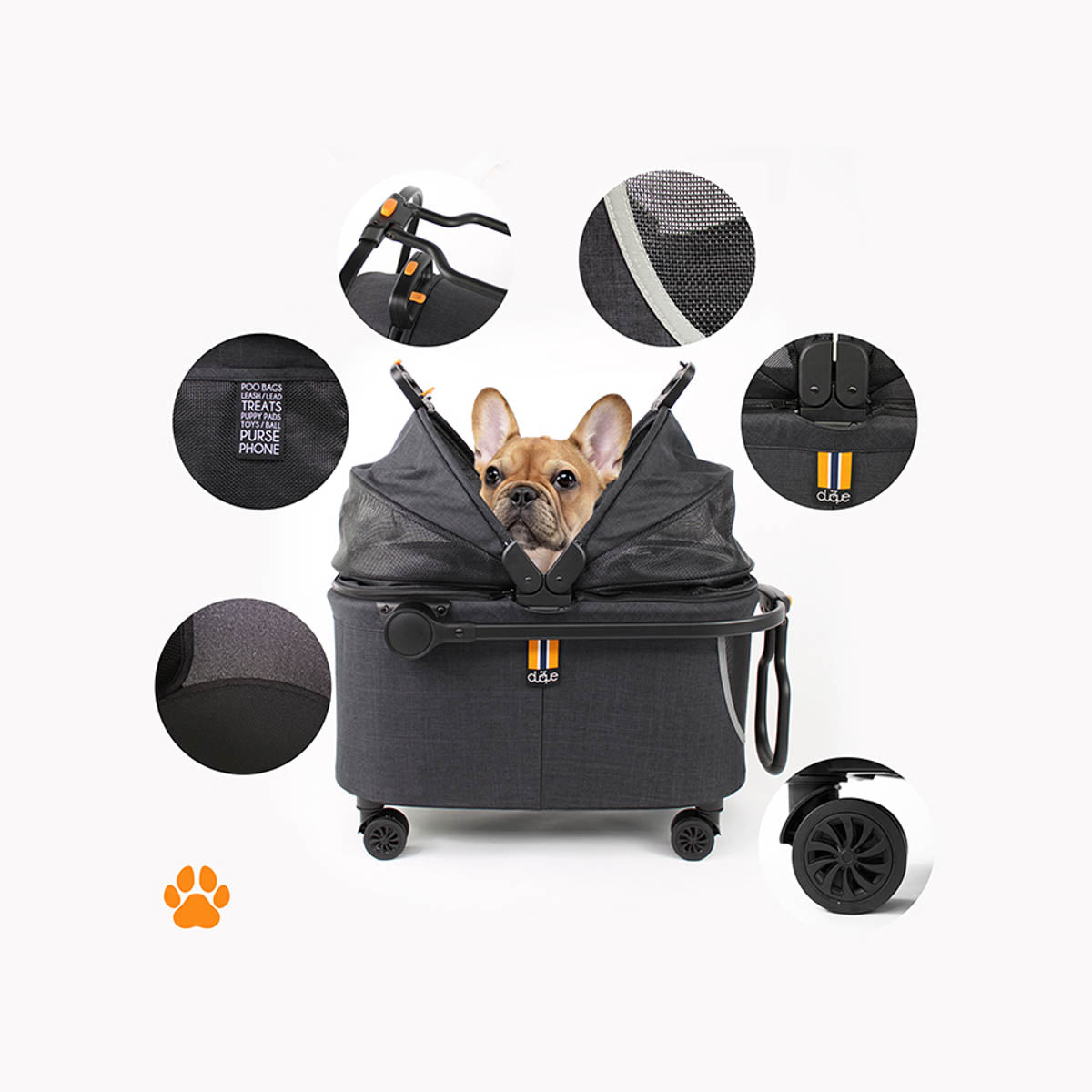 MY DUQUE Coco II Pet Carriage-Melange Black