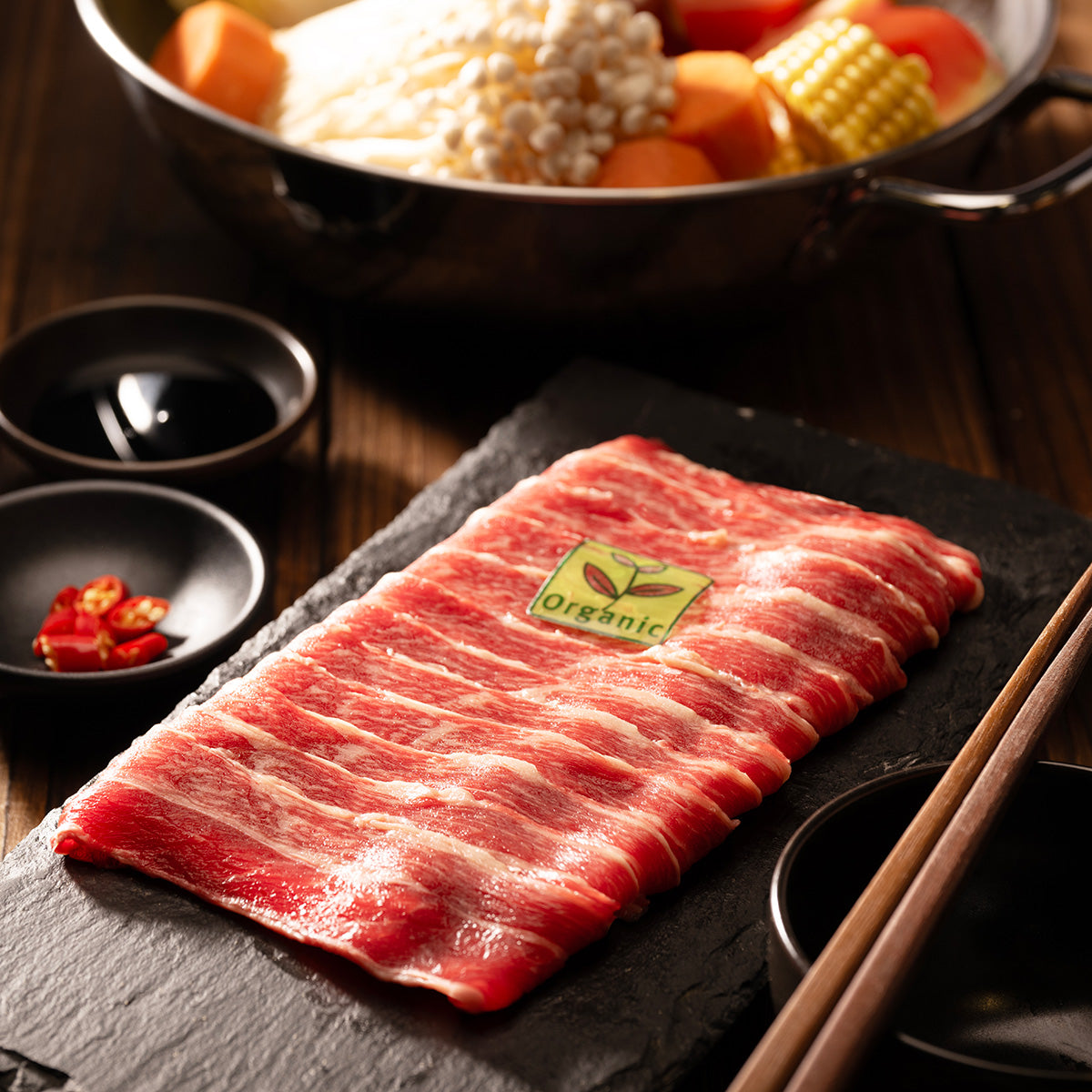 AUS ORGANIC BEEF Australian 100% Grass Fed Organic Beef Short Rib Boneless for Shabu Shabu [Previously Frozen]  (170g)