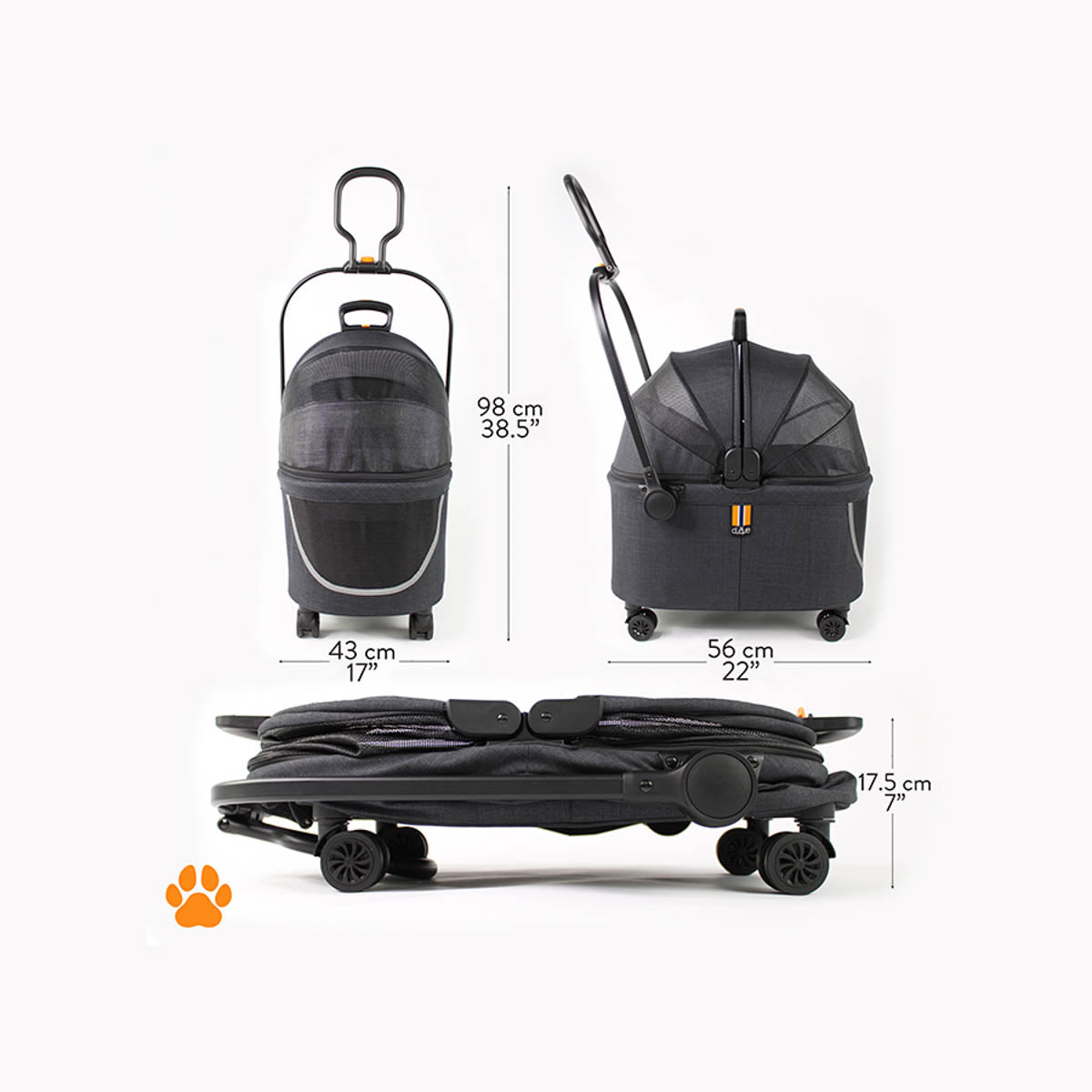 MY DUQUE Coco II Pet Carriage-Melange Black