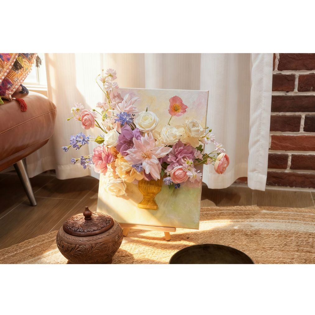 French Textured Oil Painting with Dried Floral Art Workshop