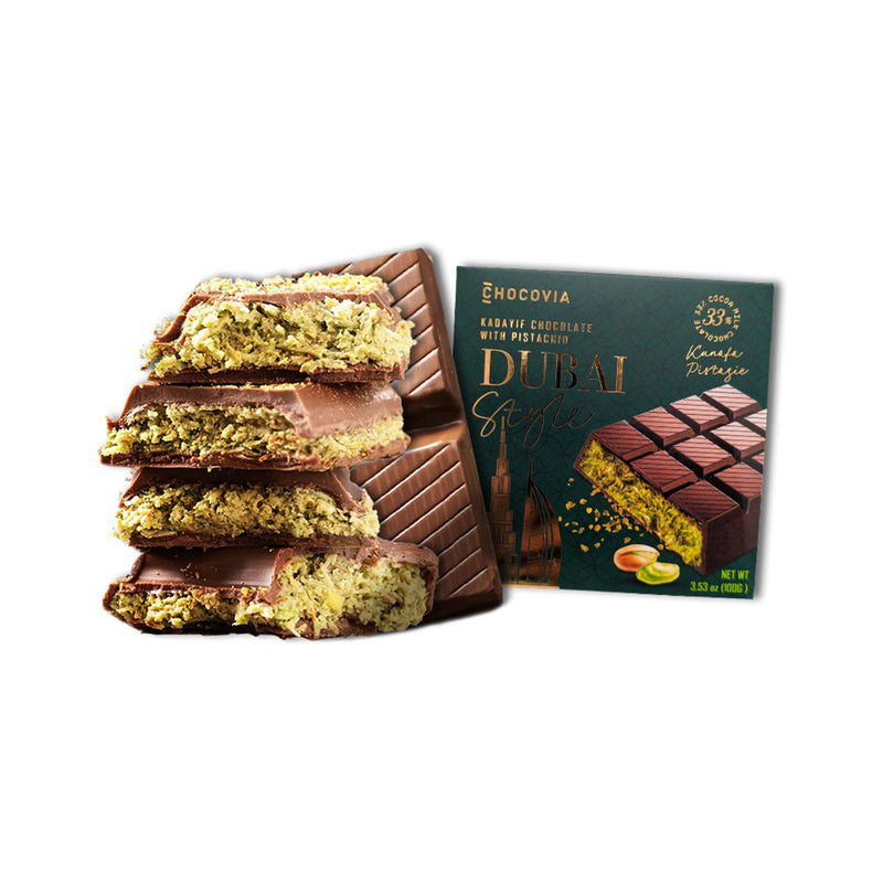 CHOCOVIA Dubai Style Kadayif Chocolate with Pistachio  (100g)