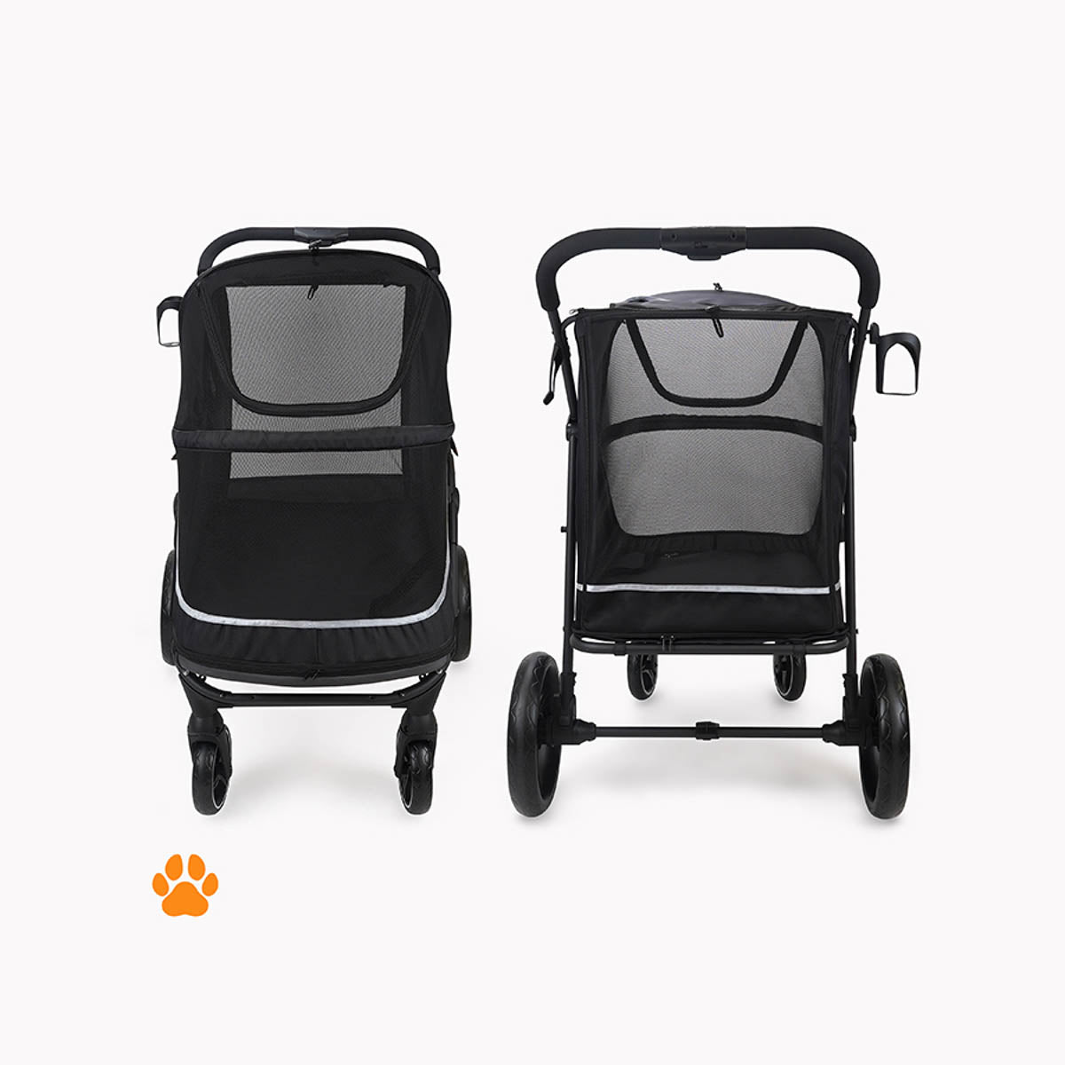 MY DUQUE CHAMP Big Pet Stroller with Raincover-Black