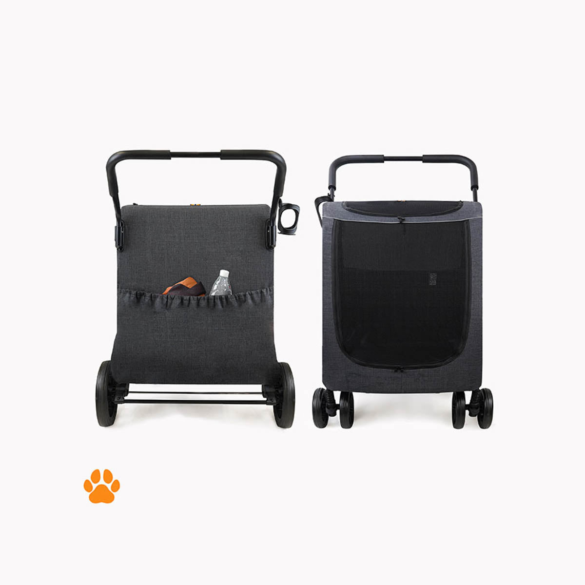 MY DUQUE CHESTER Big Pet Stroller with Raincover-Melange Black