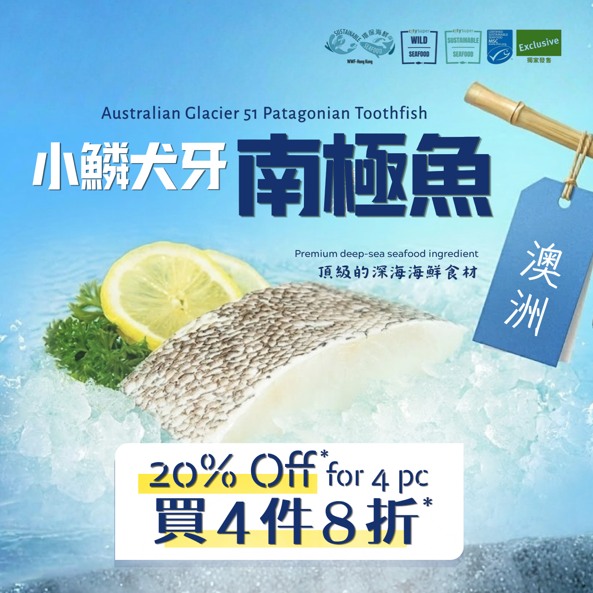 GLACIER 51 澳洲急凍小鱗犬牙南極魚  (200g)