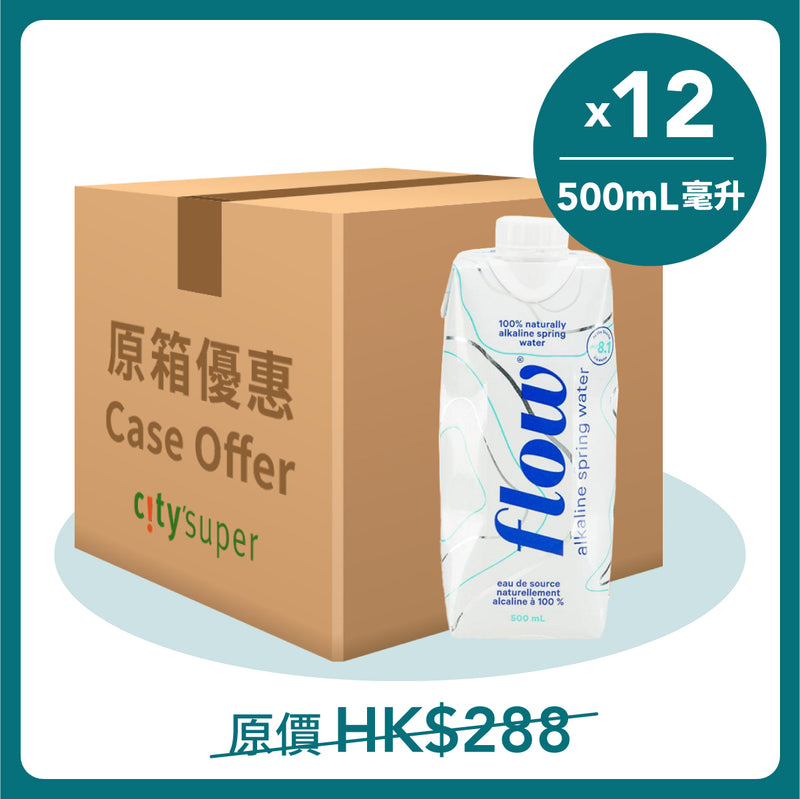 FLOW 100% Naturally Alkaline Spring Water  (12 x 500mL)