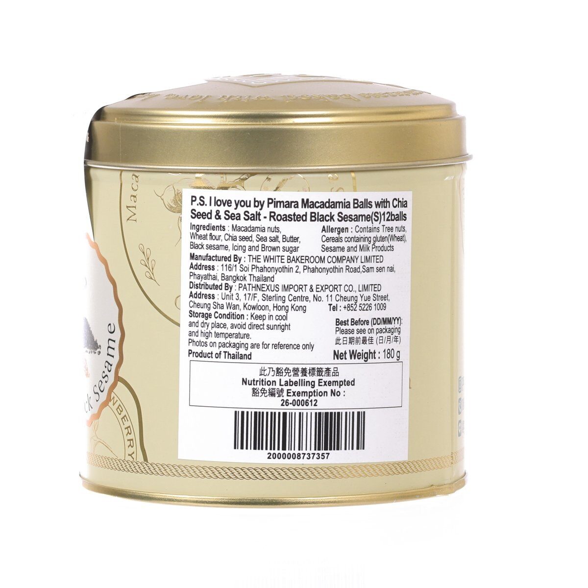 P.S. I LOVE YOU By Pimara Macadamia Balls with Chia
Seed & Sea Salt - Roasted Black Sesame  (180g)