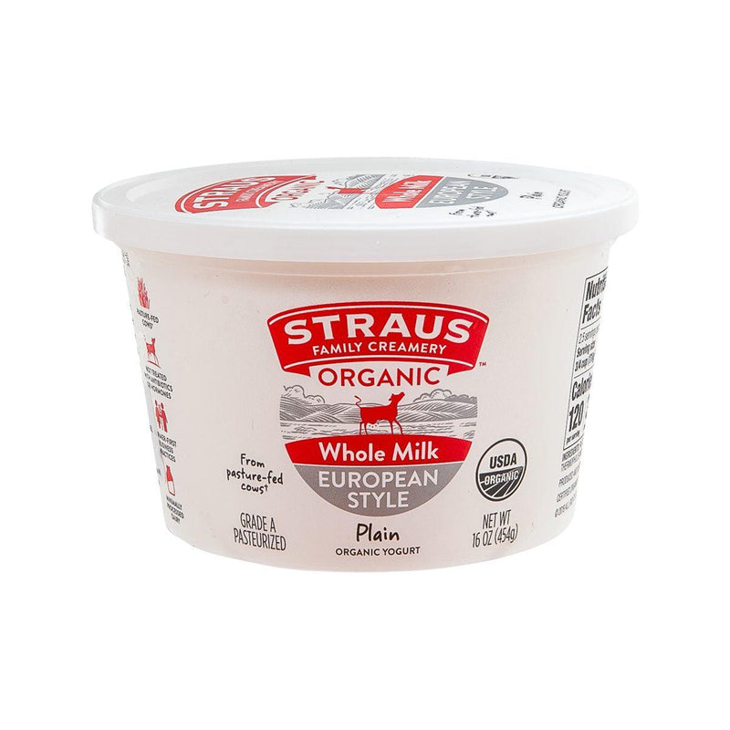 STRAUS Organic Plain Whole Milk Yogurt  (454g)