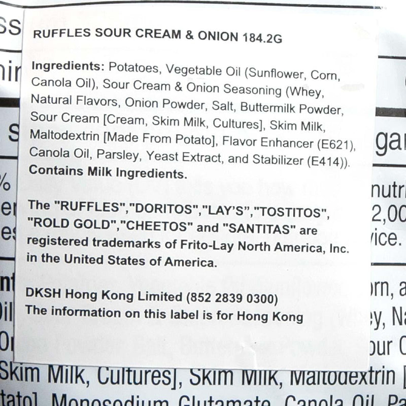 RUFFLES Potato Chips - Sour Cream & Onion Flavored  (180g)