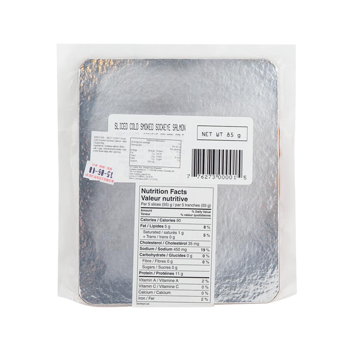 WEST COAST Sliced Cold Smoked Sockeye Salmon - Wild Caught [Previously Frozen]  (85g) - city'super E-Shop