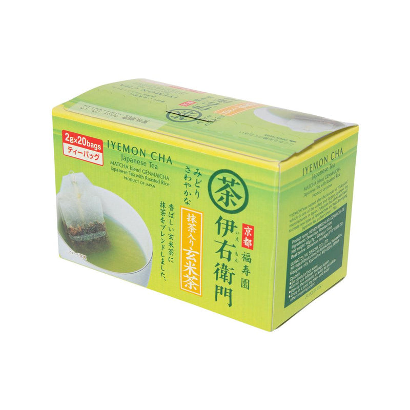 FUKUJUEN Iyemon Matcha Iri Genmaicha Tea Bags  (20 x 2g)