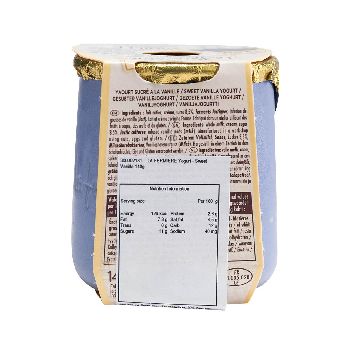 LA FERMIERE Yogurt - Sweet Vanilla  (140g)