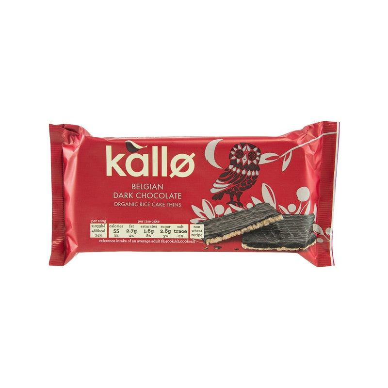 KALLO Organic Belgian Dark Chocolate Rice Cake Thins  (90g)