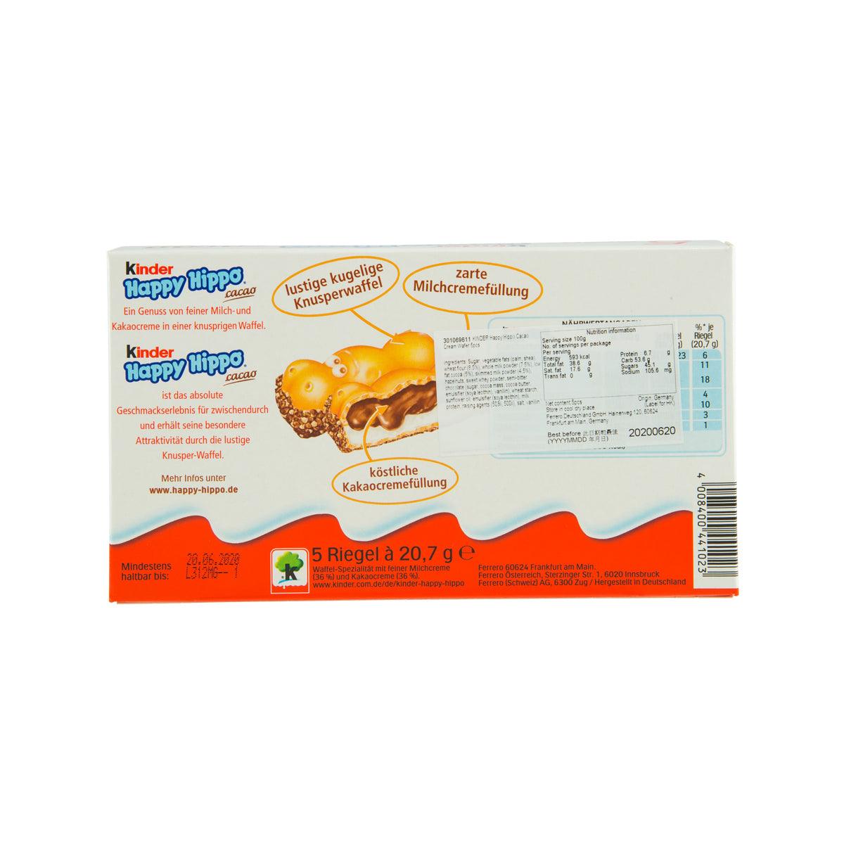 KINDER Happy Hippo Cacao Cream Wafer  (5 x 20.7g)