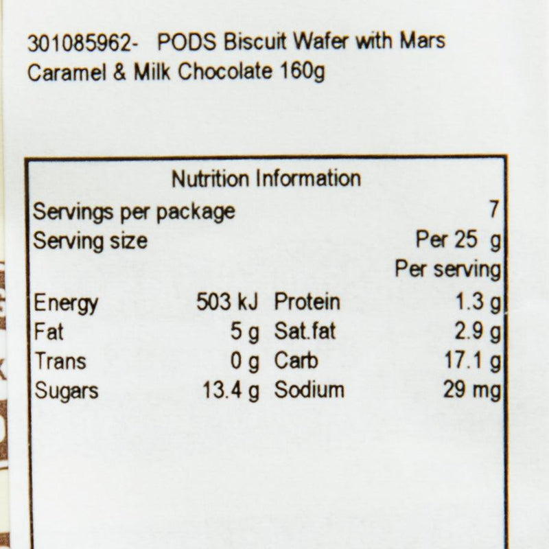 PODS Biscuit Wafer with Mars Caramel & Milk Chocolate  (160g)