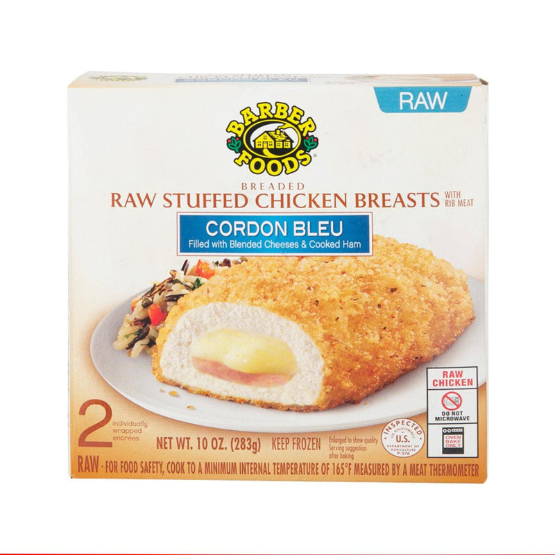 BARBER FOODS Breaded Raw Stuffed Chicken Breasts - Cordon Bleu  (283g)