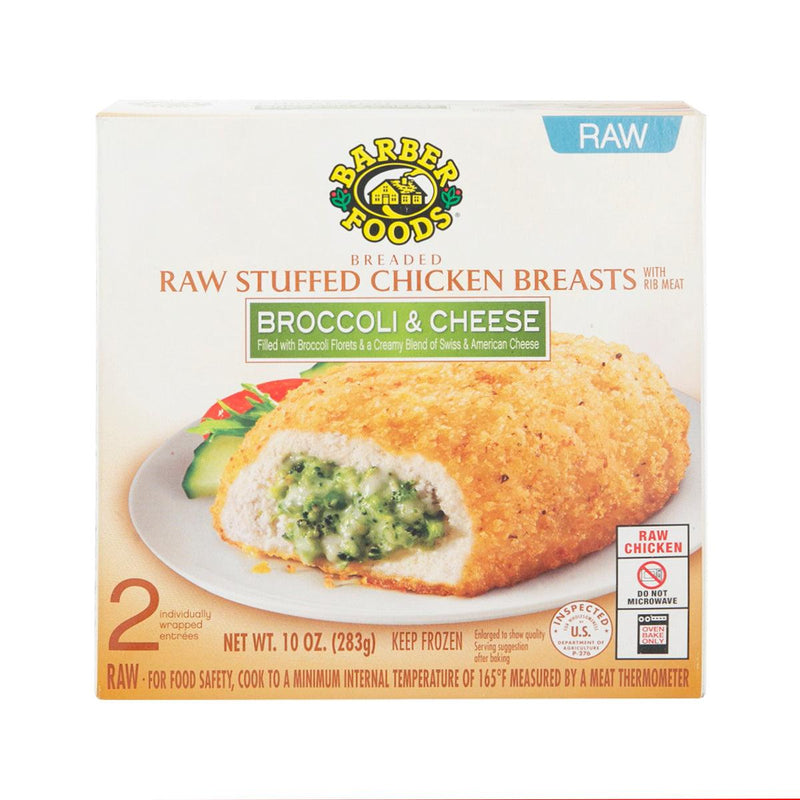 BARBER FOODS Breaded Raw Stuffed Chicken Breasts - Broccoli & Cheese  (283g)