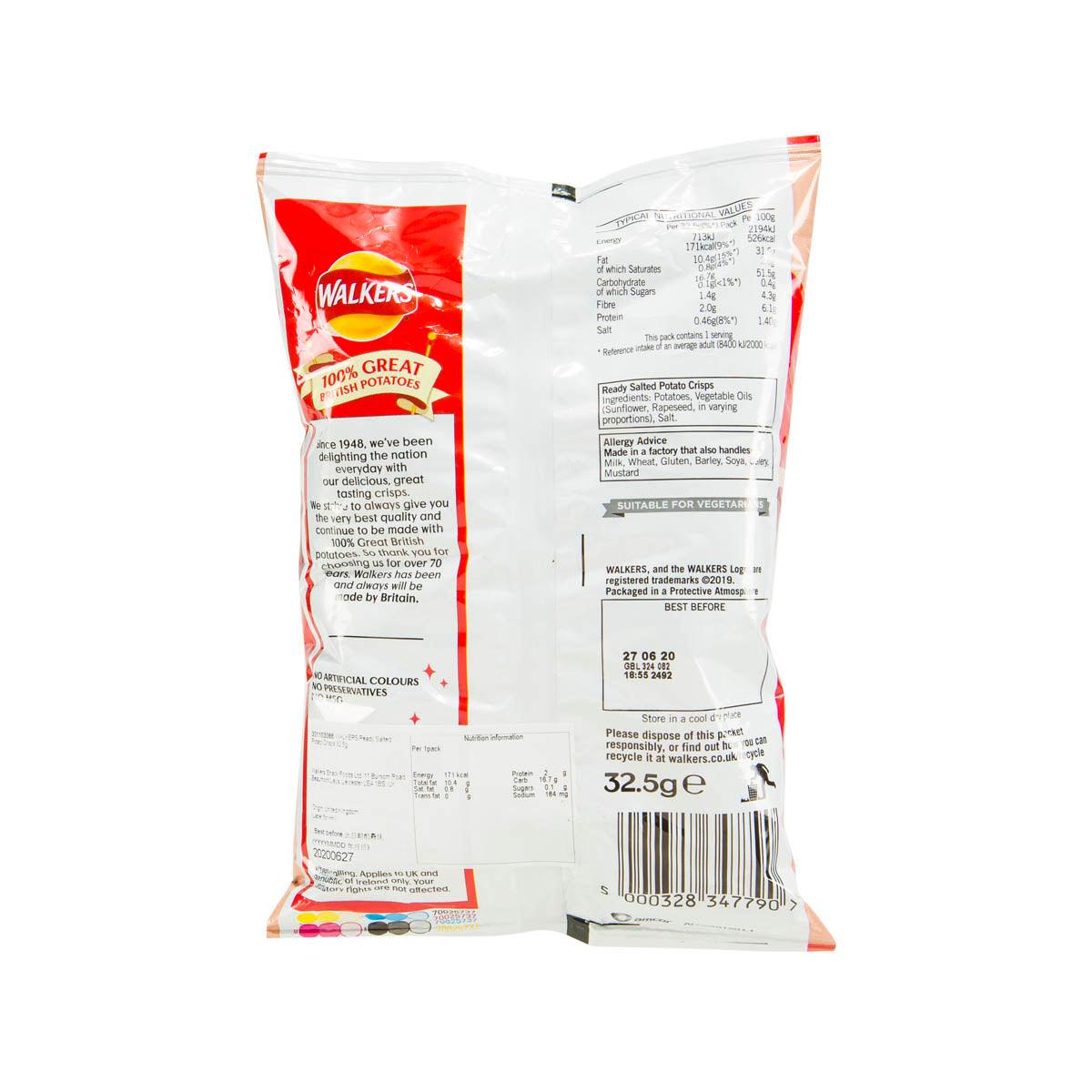 WALKERS Ready Salted Potato Crisps  (32.5g) - city'super E-Shop