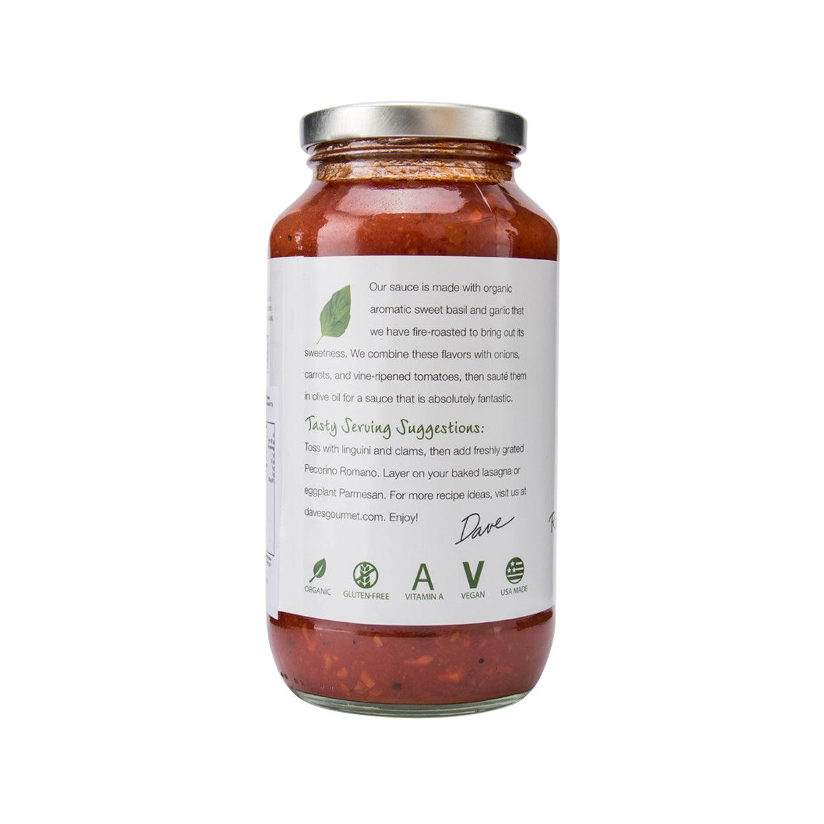 DAVE'S GOURMET Organic Roasted Garlic & Sweet Basil Pasta Sauce  (680g)