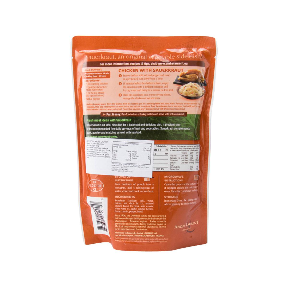 ANDRE LAURENT Ready to Serve Sauerkraut - Gourmet Style  (500g)