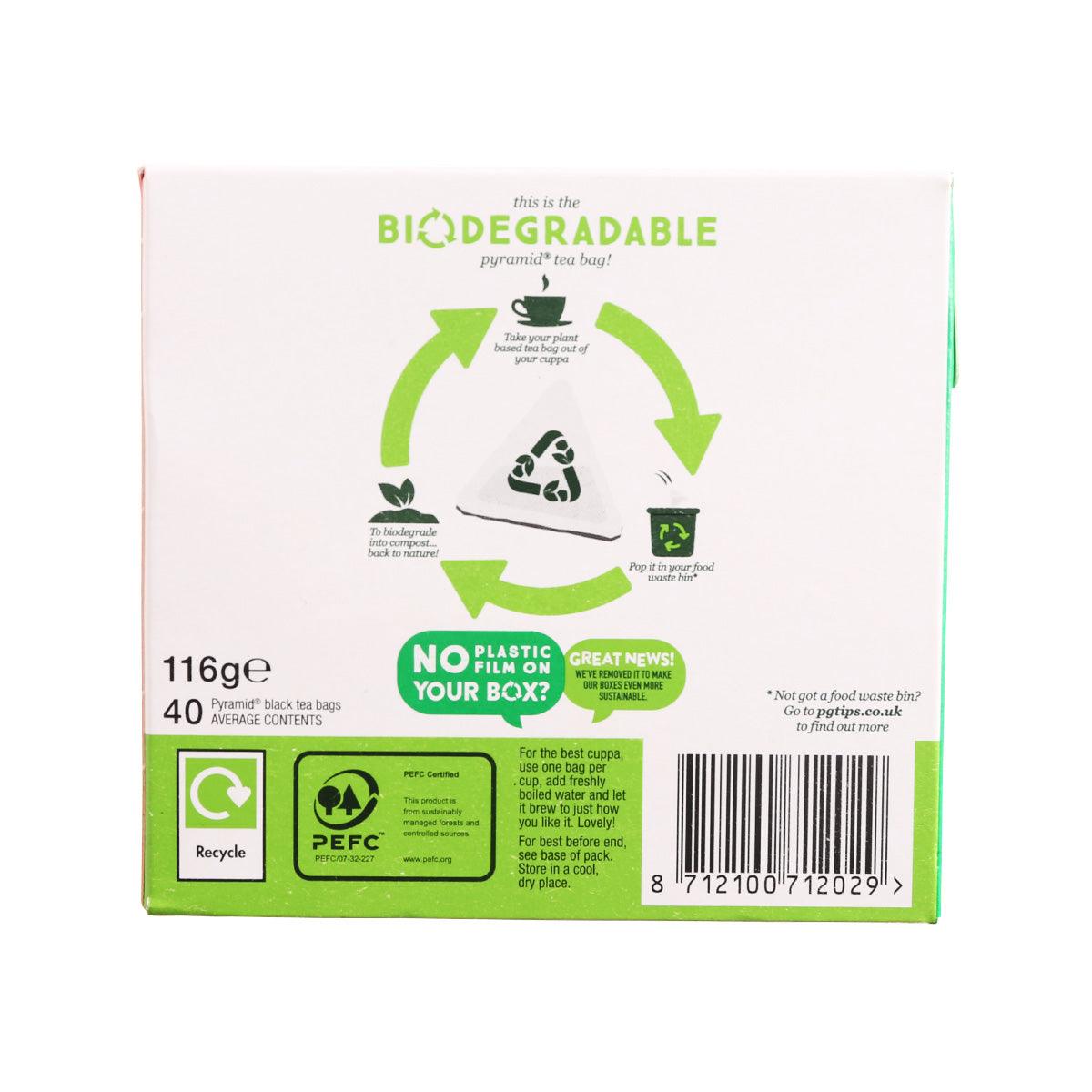 40x PG Tips Plus Immunity Pyramid Tea Bags (2 Packs of 20 Bags) | Low Price  Foods Ltd