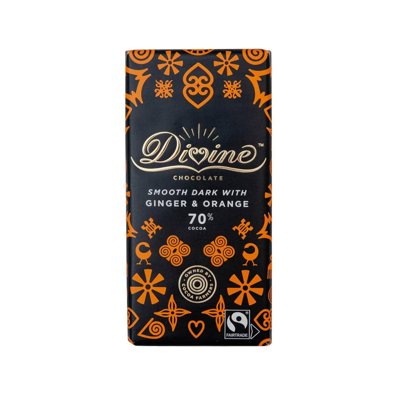 DIVINE Smooth 70% Dark Chocolate with Ginger & Orange  (90g)
