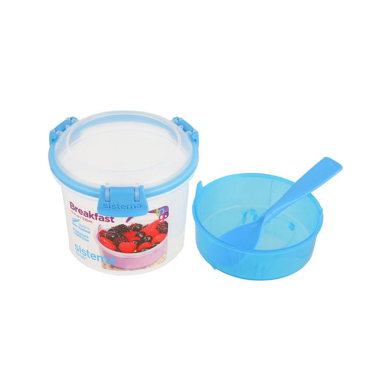 SISTEMA Breakfast TO GO Clear Containers with Color Clips 530mL - Assorted