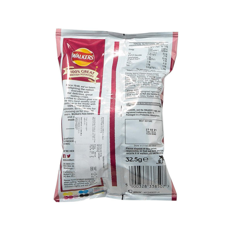 WALKERS Smoky Bacon Flavour Potato Chips  (32.5g) - city&