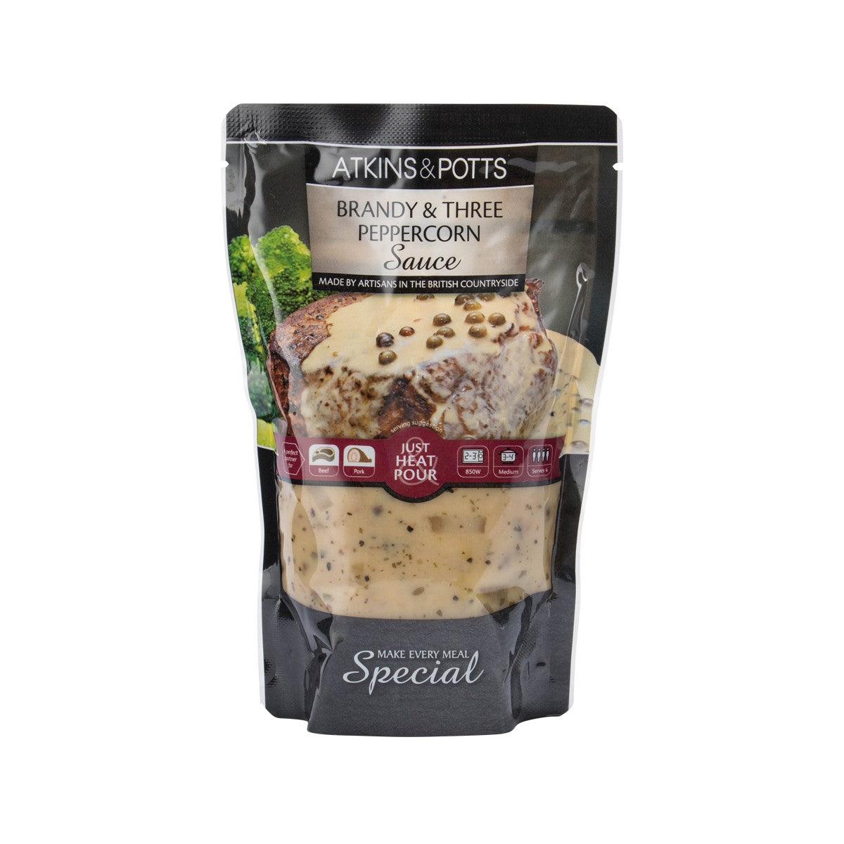 ATKINS & POTTS Brandy & Three Peppercorn Finishing Sauce  (350g)