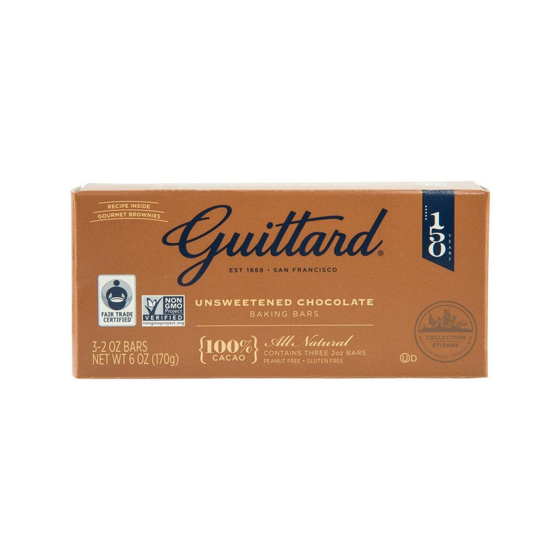 GUITTARD Unsweetened Chocolate Gourmet Baking Bars - 100% Cacao  (170g)