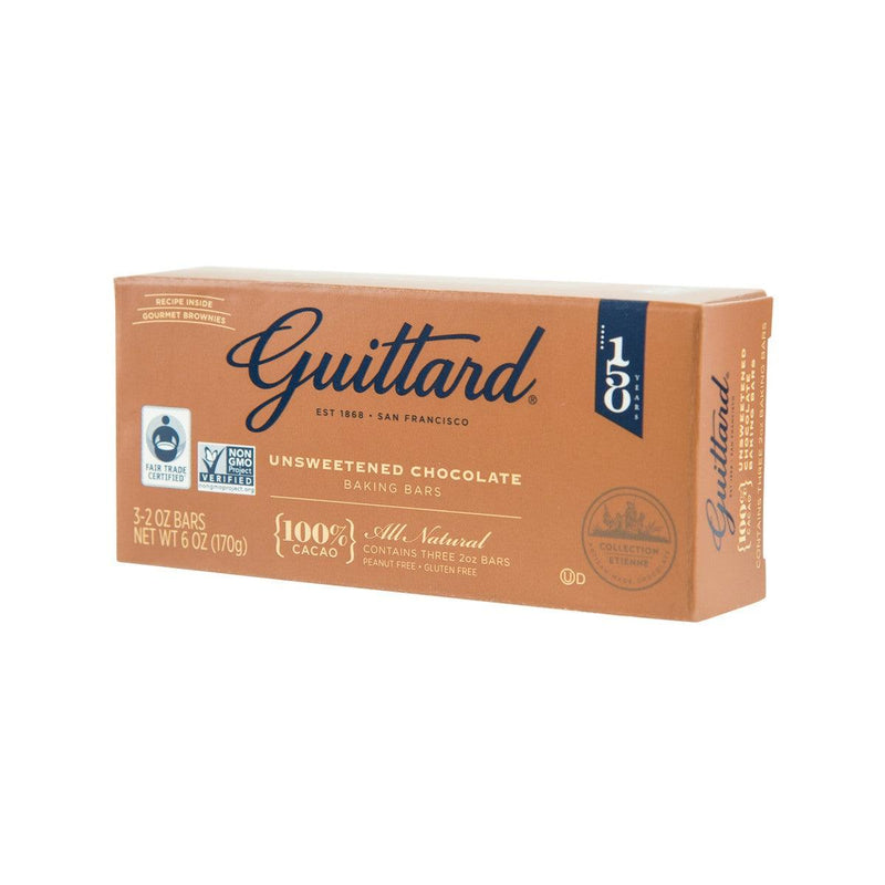 GUITTARD Unsweetened Chocolate Gourmet Baking Bars - 100% Cacao  (170g)