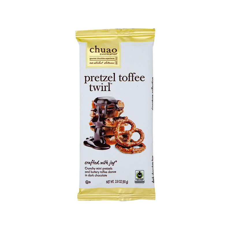 CHUAO CHOCOLATIER Dark Chocolate with Mini Pretzels & Buttery Toffee  (80g)