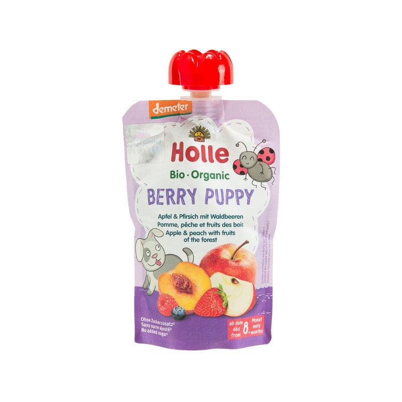 HOLLE Organic Berry Puppy Pouch - Apple & Peach with Fruits of the Forest  (100g)