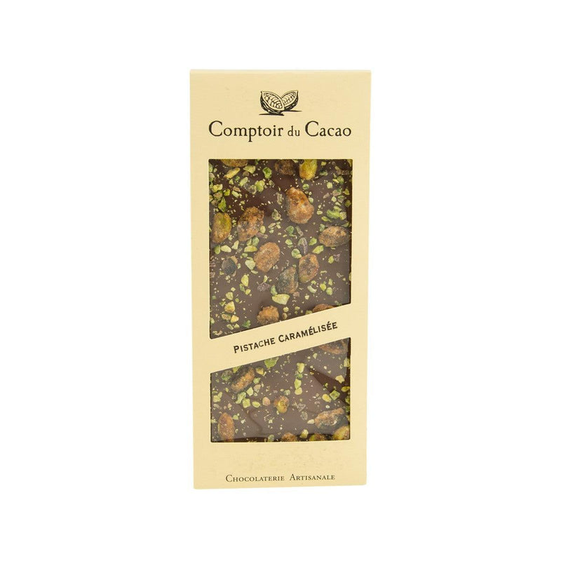 COMPTOIR DU CACAO Milk Chocolate with Caramelized Pistachios  (90g)