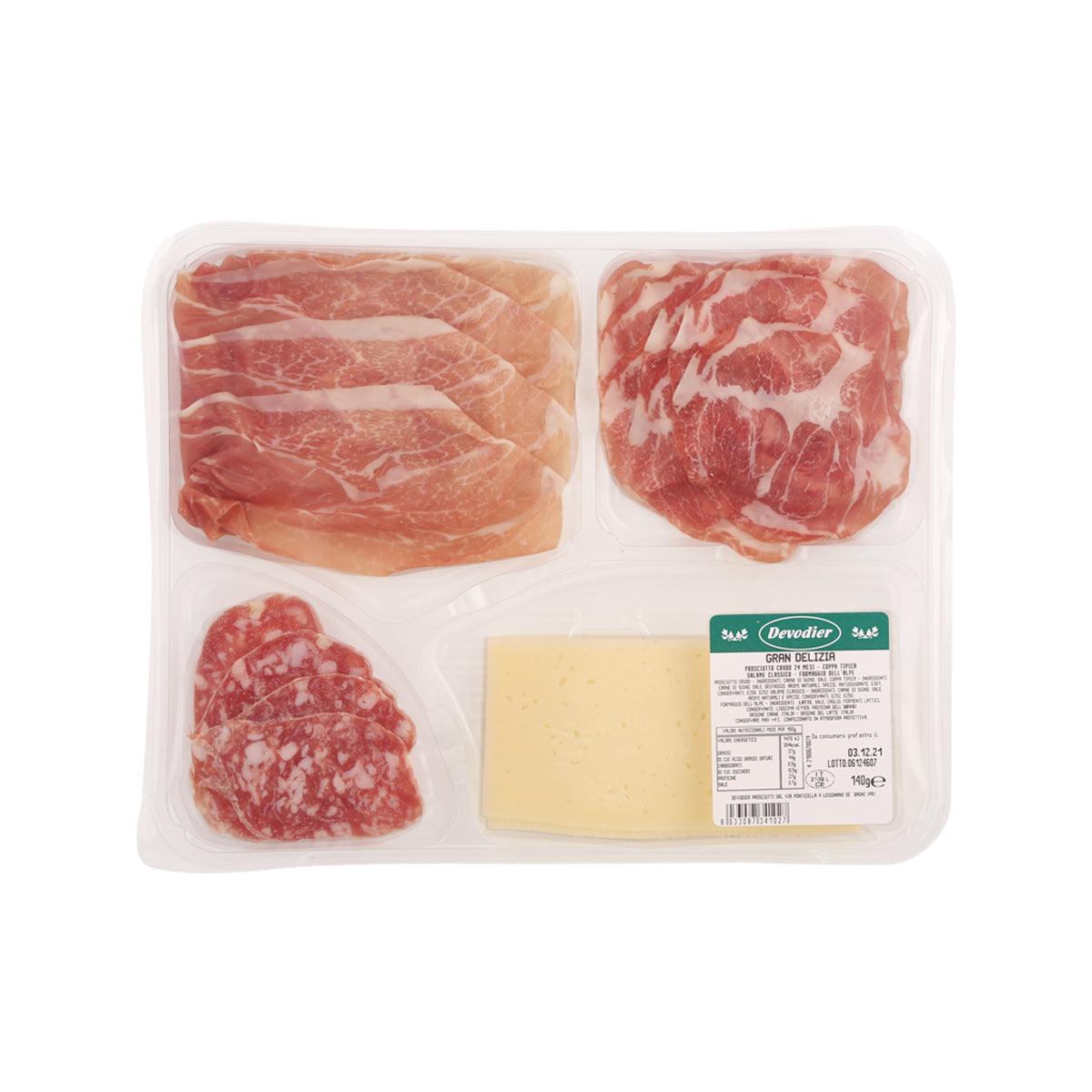 DEVODIER 精選拼盤 - 風乾火腿, 豬頸肉, 莎樂美腸, Montasio 芝士 (140g)