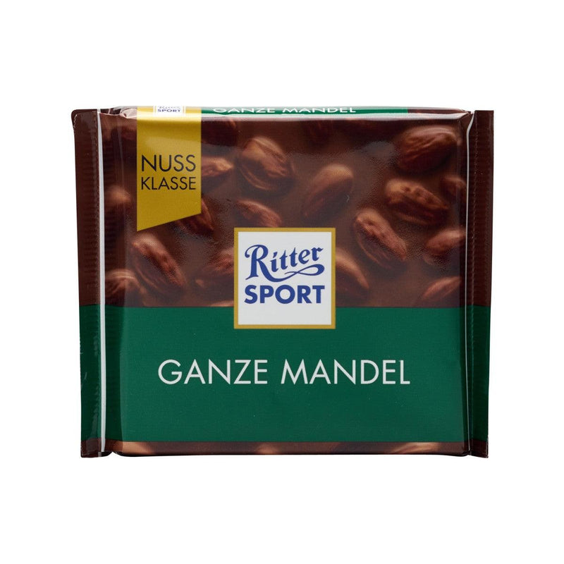 RITTER SPORT Milk Chocolate with Whole Almonds  (100g)