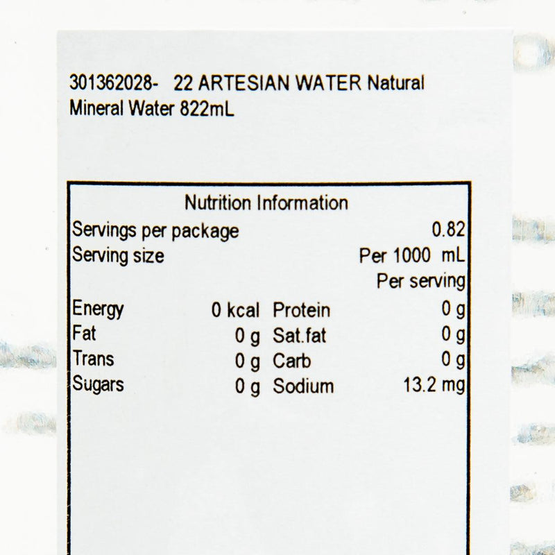 22 ARTESIAN WATER Natural Mineral Water  (822mL)