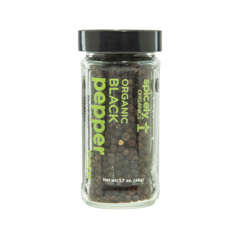 SPICELY Organic Black Peppercorns  (48g)