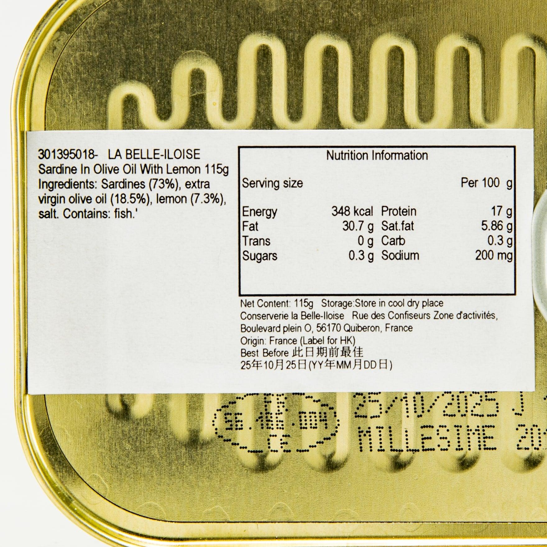 LA BELLE-ILOISE Sardine in Olive Oil with Lemon  (115g)