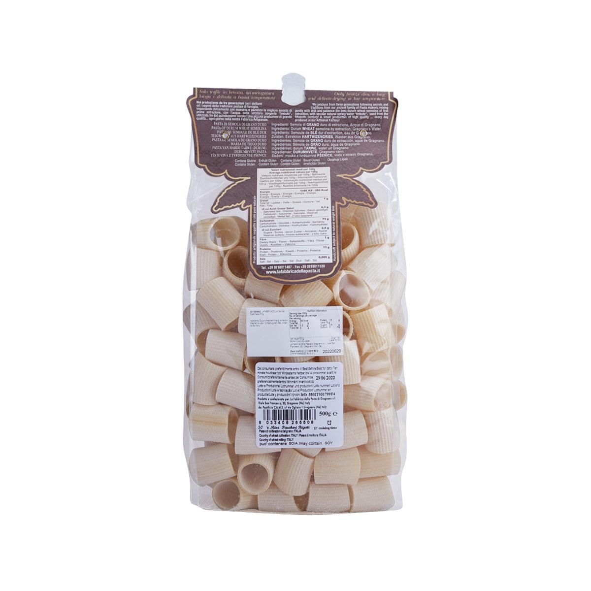LA FABBRICA DELLA Artisanal Half Paccheri Rigati Pasta  (500g)