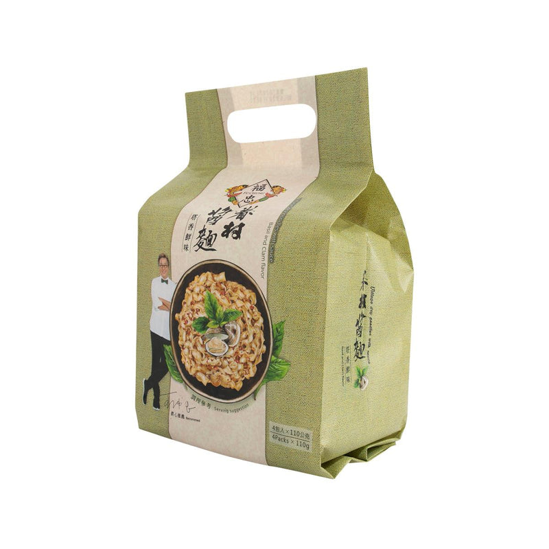 FU CHUNG Village Dry Noodles with Sauce - Basil & Clam Flavor  (4 x 110g)
