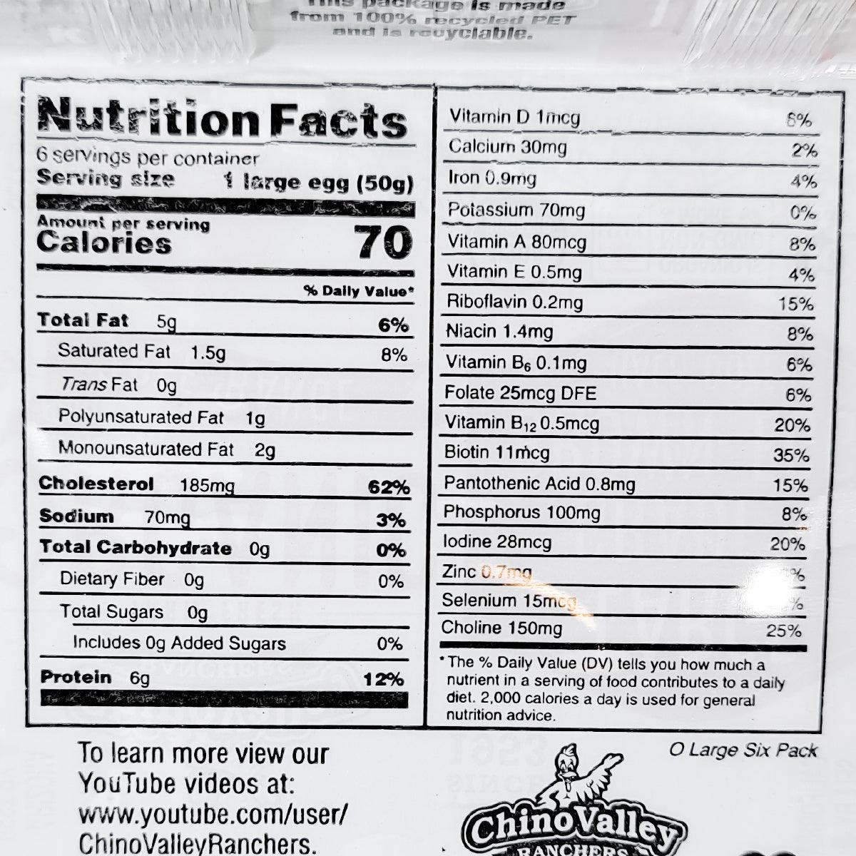 CHINO VALLEY Organic Free Range Eggs - Large  (6pcs)