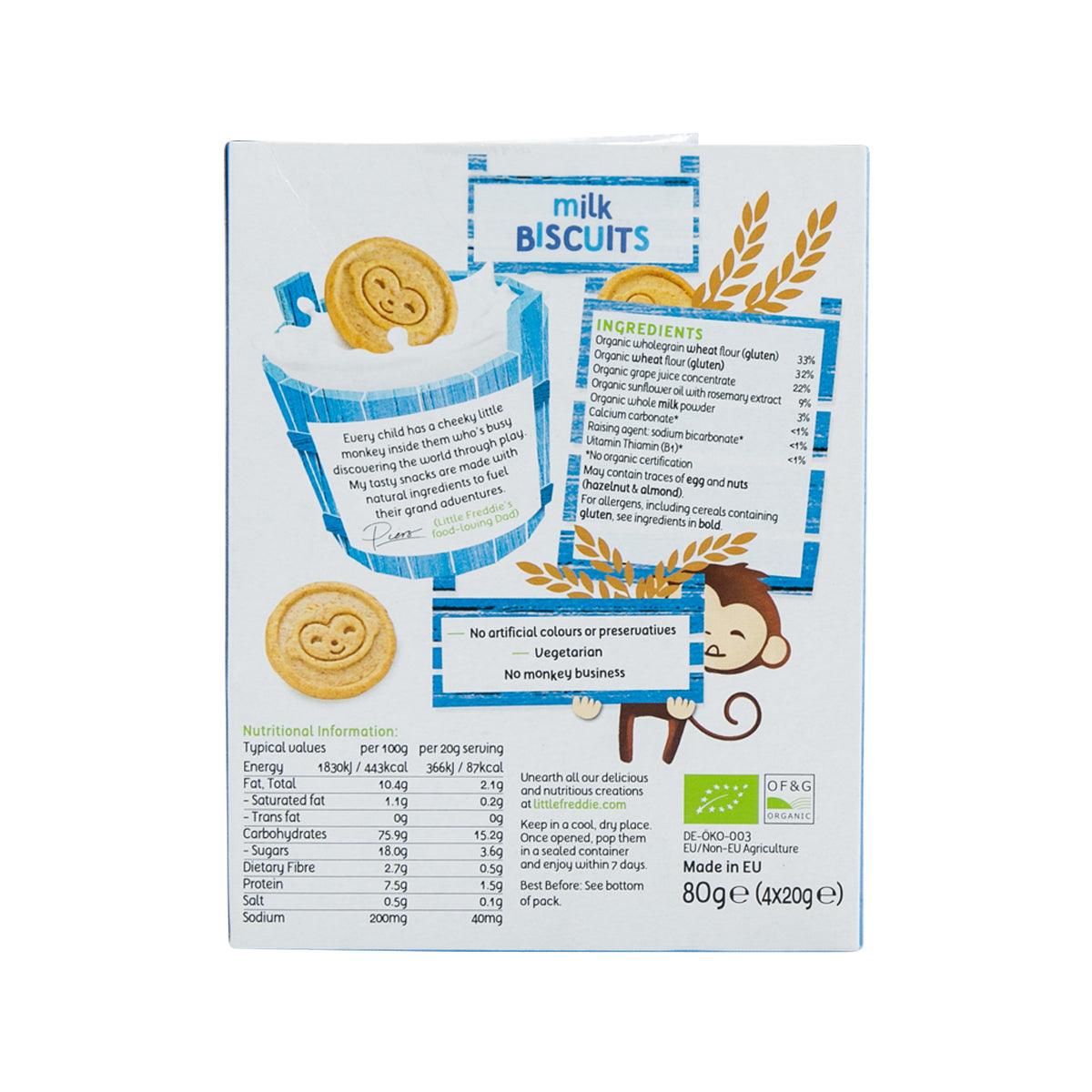 LITTLE FREDDIE Monkey Bites Organic Biscuits with Milk (12+ Months)  (100g)