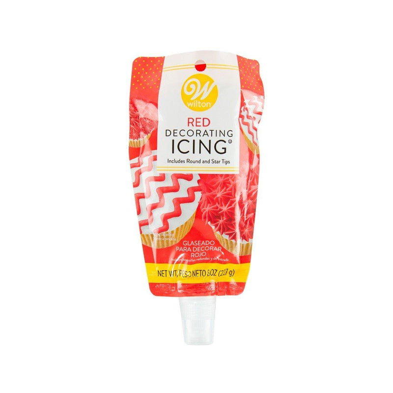 WILTON Decorating Icing with Tips - Red  (227g) - city&