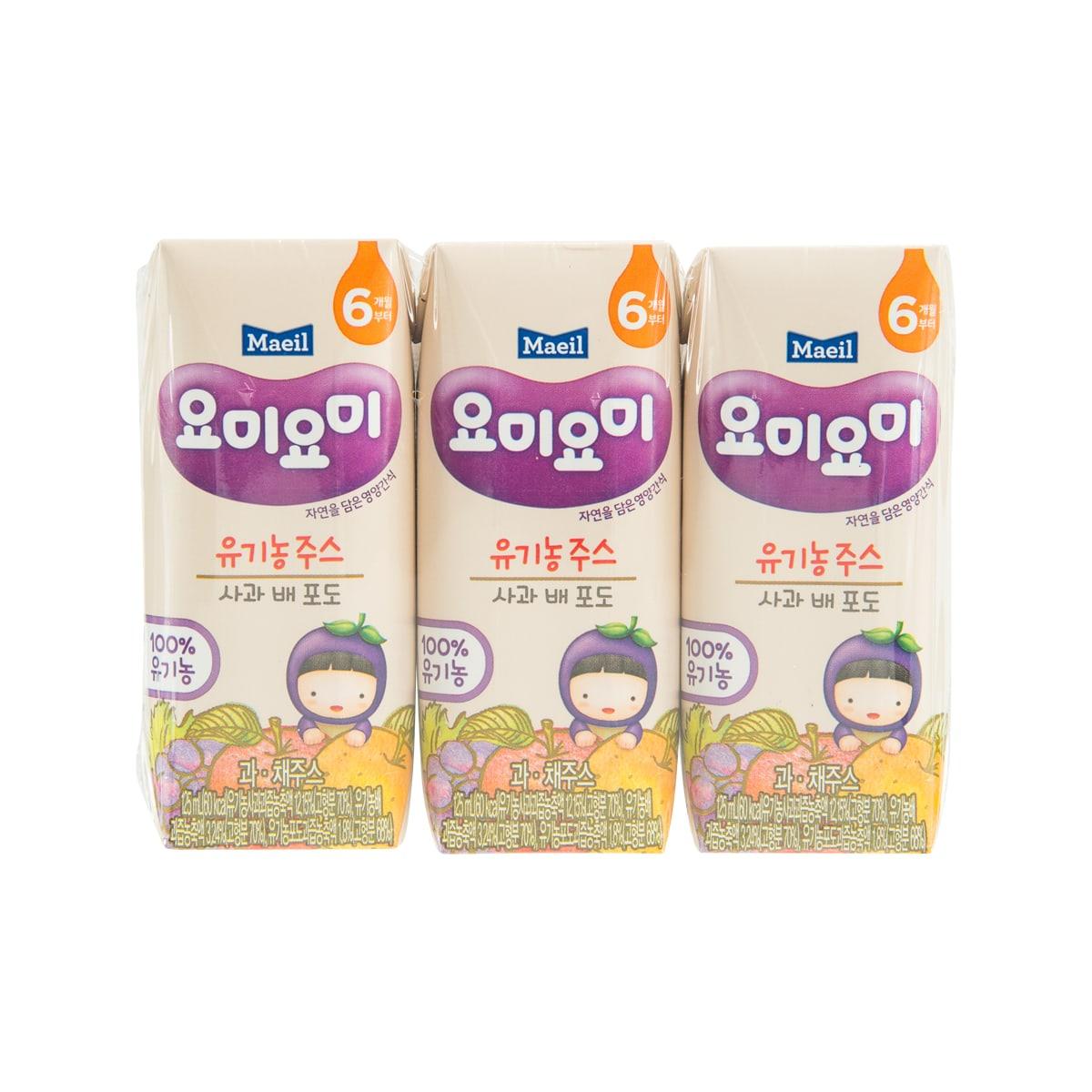MAEIL Organic Apple, Pear & Grape Juice [From 6 Months]  (4 x 125mL)
