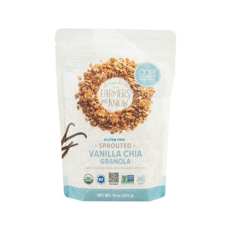ONE DEGREE Organic Gluten Free Sprouted Vanilla Chia Granola  (312g)