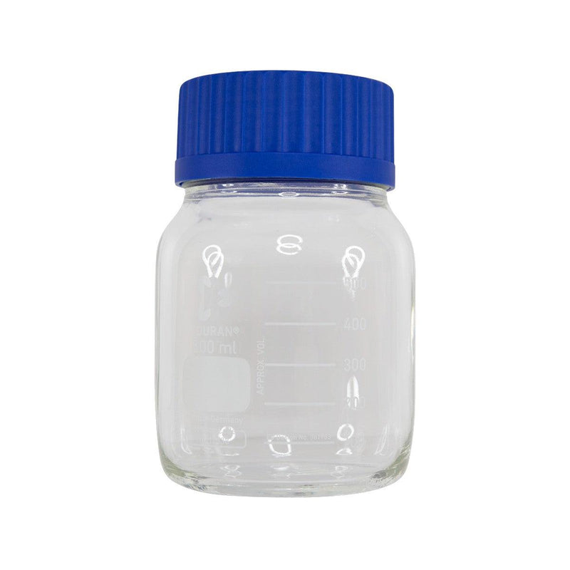 DURAN Round Clear bottle 500ml w/ blue cap