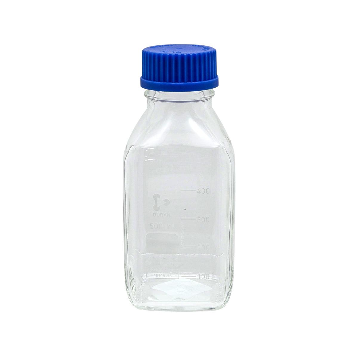 DURAN Clear bottle 500ml w/ Cyan Cap